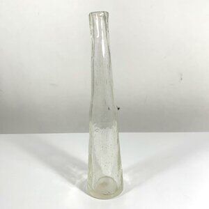 Handblown Clear Glass Bud Vase Organic Textured Surface Slim Tapered Neck